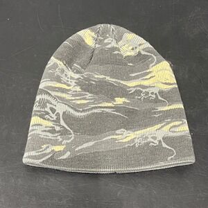 Broner Kids Camo Dinosaur Beanie Hat Gray Yellow‎ Acrylic Fits 4-8 Years